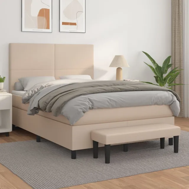 vidaXL Boxspring met matras kunstleer cappuccinokleurig 140x200 cm bruin