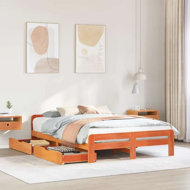 vidaXL Bedframe zonder matras massief grenenhout wasbruin 160x200 cm bruin