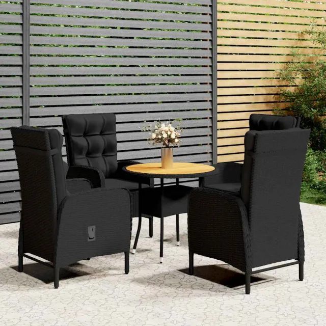 vidaXL 5-delige Tuinset poly rattan zwart, foto 2