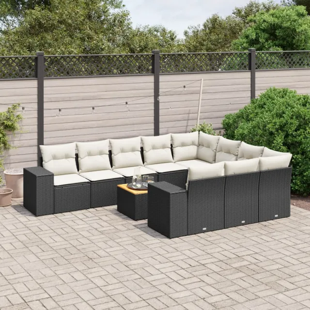vidaXL Patio Sofa Set 10-zits Black and Cream, foto 2