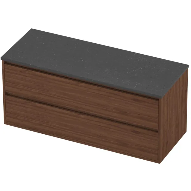 Proline Deck Badmeubelset Hardsteen Greeploos 2 Laden 120x46x54 cm Blue Stone Indian Walnut Houtlook