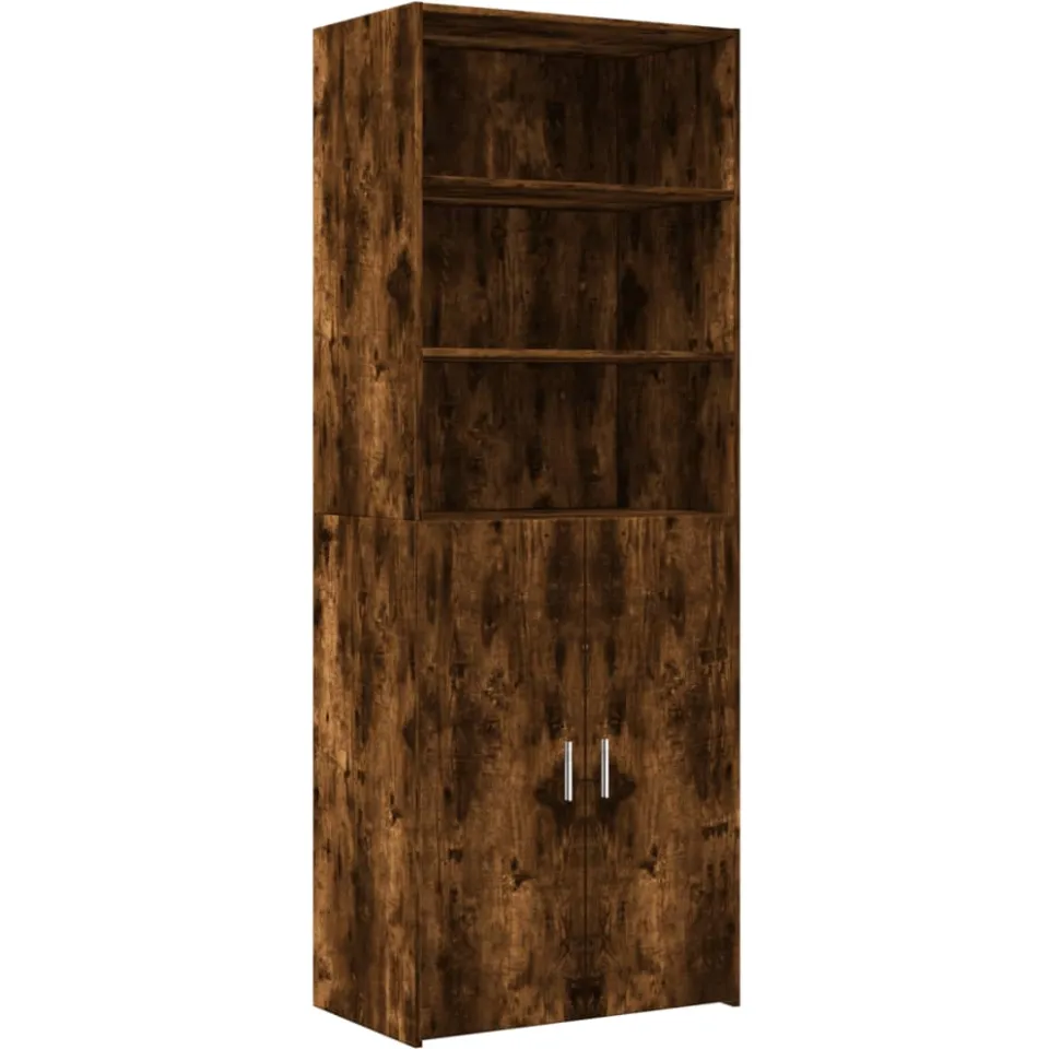 vidaXL Hoge kast 70x42,5x185 cm bewerkt hout gerookt eikenkleurig Bruin