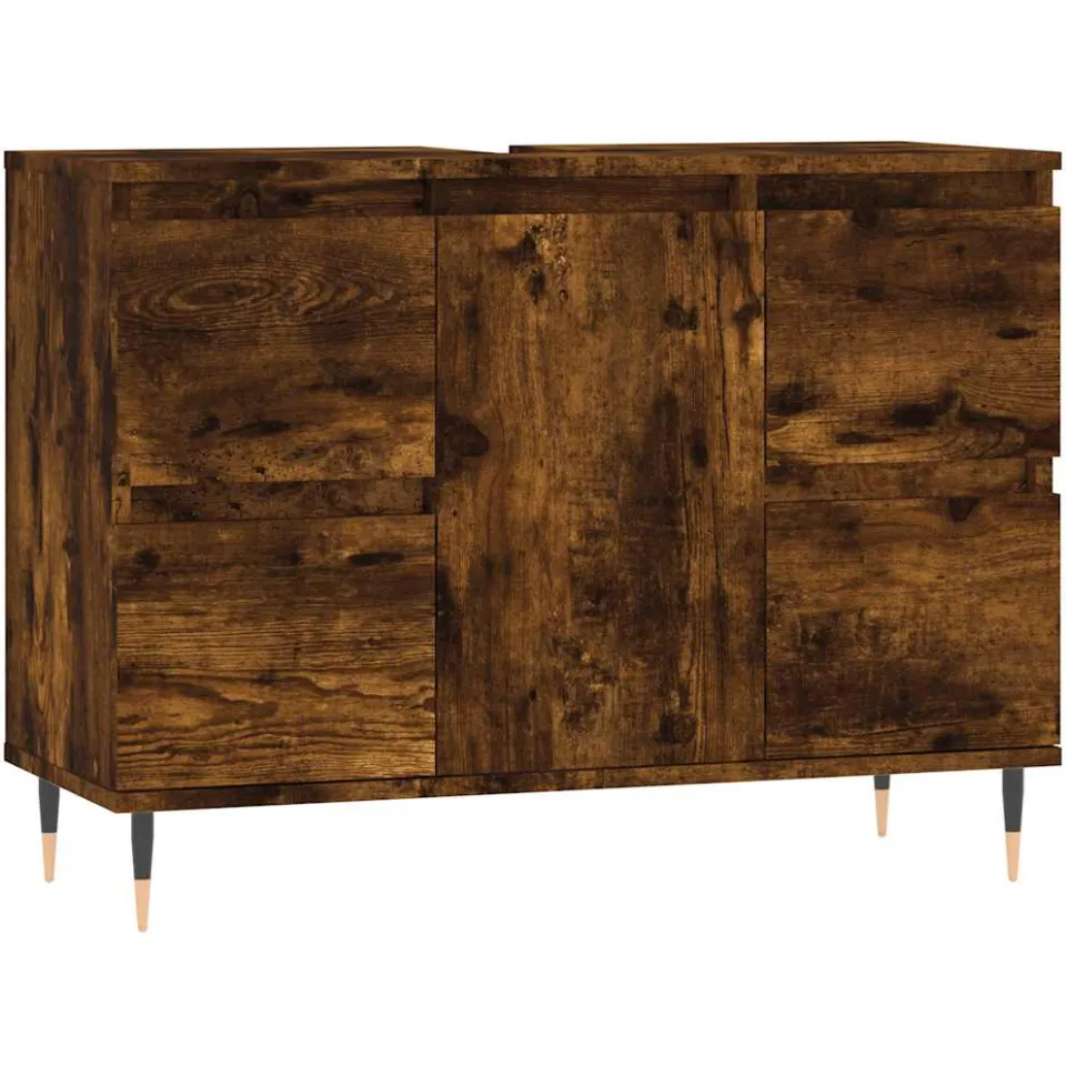 vidaXL Badkamerkast 80x33x60 cm bewerkt hout gerookt eikenkleurig, foto 3