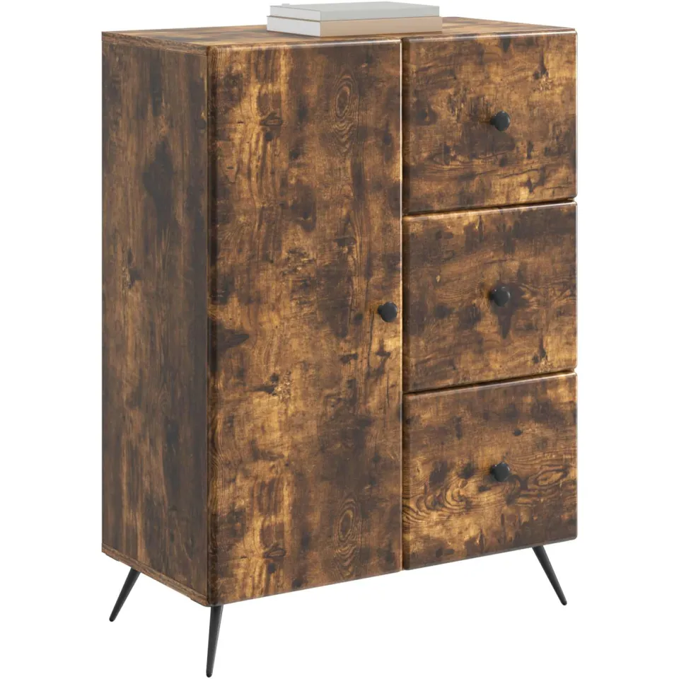 vidaXL Dressoir Gerookt eiken 66 x 34,5 x 90 cm Bewerkt hout Bruin