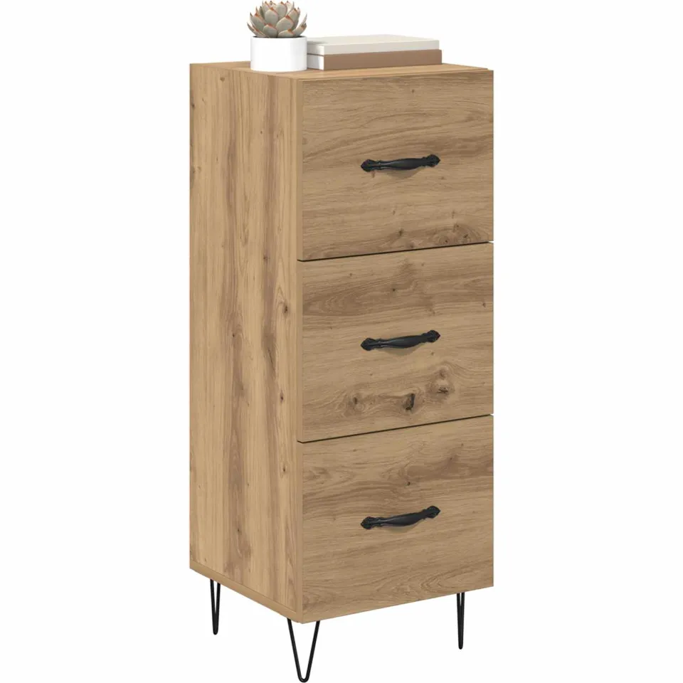 vidaXL Dressoir artisanaal eikenkleurig 34 x 34.5 x 90 cm Bewerkt hout Bruin