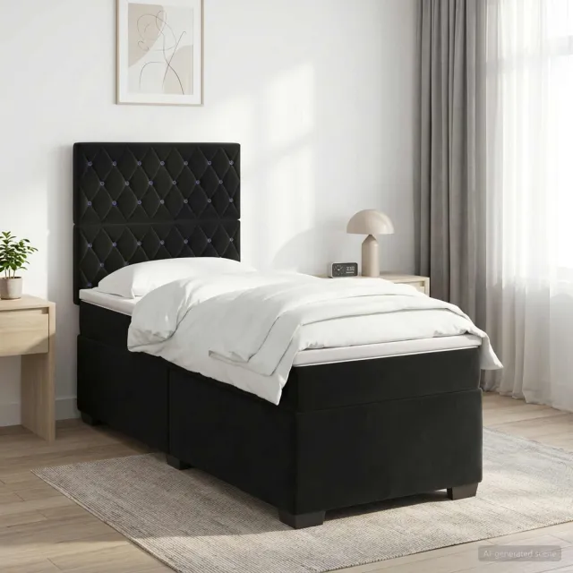 vidaXL Boxspringbed met matras Zwart 100 x 200 cm Fluweel