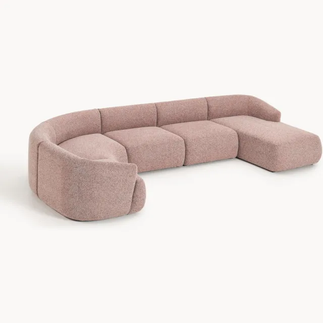 Westwing Collection XL modulaire bouclé bank Sofia Wijnrood