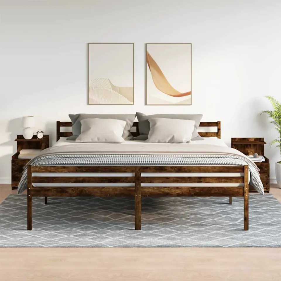 vidaXL Nachtkastjes 2 st met 2 lades gerookt eikenkleurig 40x36,5x62 cm, foto 2