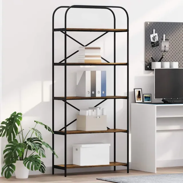 vidaXL Boekenkast 5-laags 80 x 30 x 183 cm Bewerkt hout Gerookt eiken