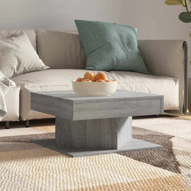 vidaXL Salontafel 57x57x30 cm bewerkt hout grijs sonoma eikenkleurig, foto 2