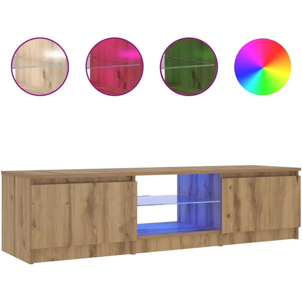 vidaXL Tv-meubel met LED 140x40x36 cm bewerkt hout artisanaal eiken Bruin