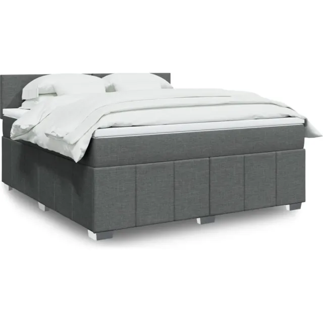 vidaXL Boxspring met matras stof donkergrijs 180x200 cm grijs