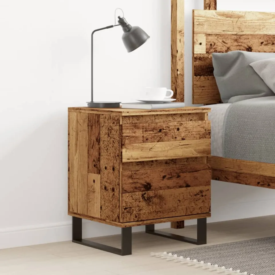 vidaXL Nachtkastje 40x35x50 cm bewerkt hout oud houtkleurig bruin, foto 2