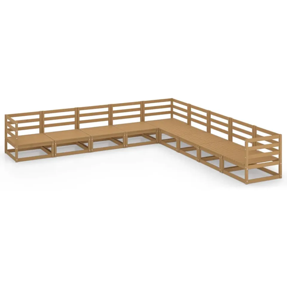 vidaXL 9-delige Loungeset massief grenenhout honingbruin bruin, foto 3