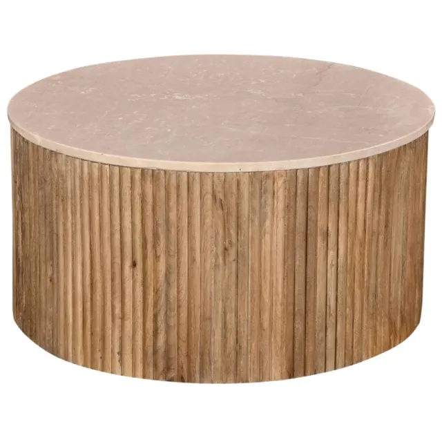 Giga Meubel Salontafel Davi - Rond - Naturel - Marmer - Ø70cm