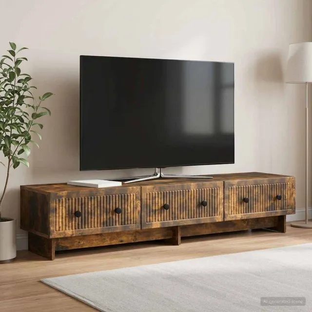 vidaXL Tv-meubel 147 x 34,5 x 30 cm Gerookt eiken Bewerkt hout, foto 2