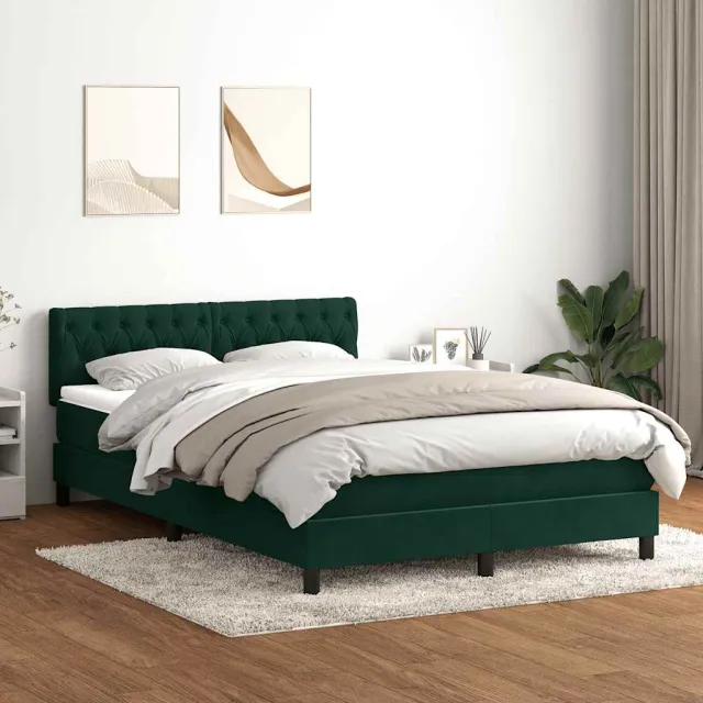 vidaXL Boxspring met matras fluweel donkergroen 160x220 cm groen
