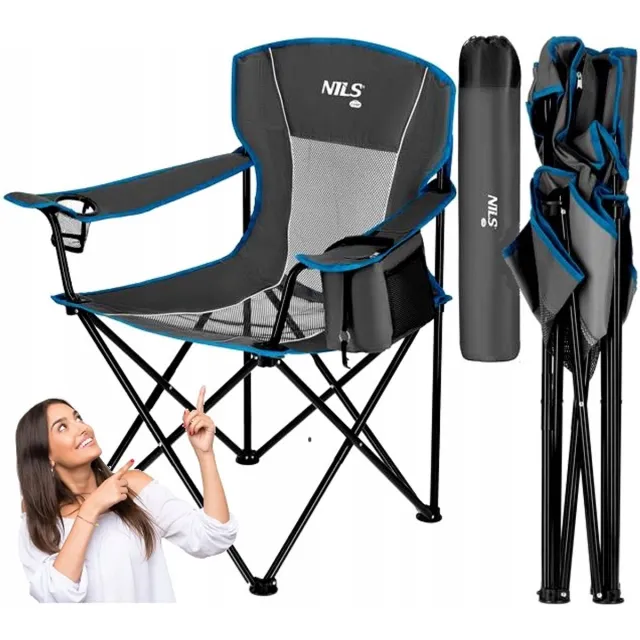 NILS CAMP NC3706 Grijs Opvouwbaar Kampeerstoel - Comfort & Praktisch