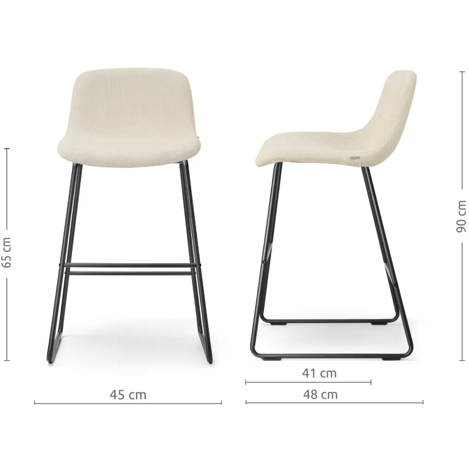 Nolon Nino-Mats barkruk cottonbeige - zwart onderstel - 65 cm, foto 3