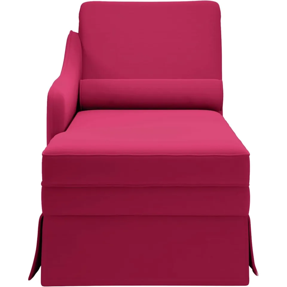vidaXL Chaise longue met bolster en rechterarmleuning fluweel wijnrood, foto 4