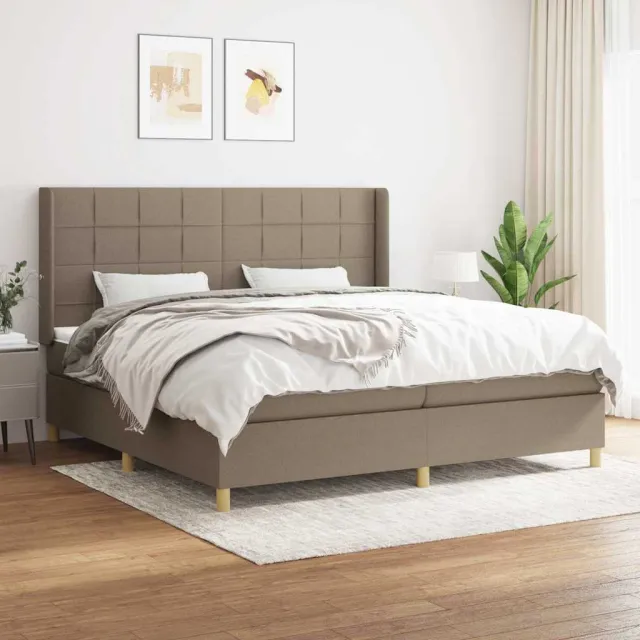 vidaXL Boxspring met matras stof taupe 200x200 cm