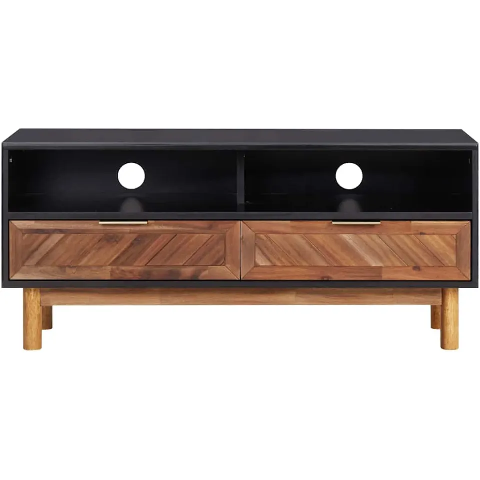vidaXL Tv-meubel 100x35x45 cm massief acaciahout en MDF bruin, foto 2