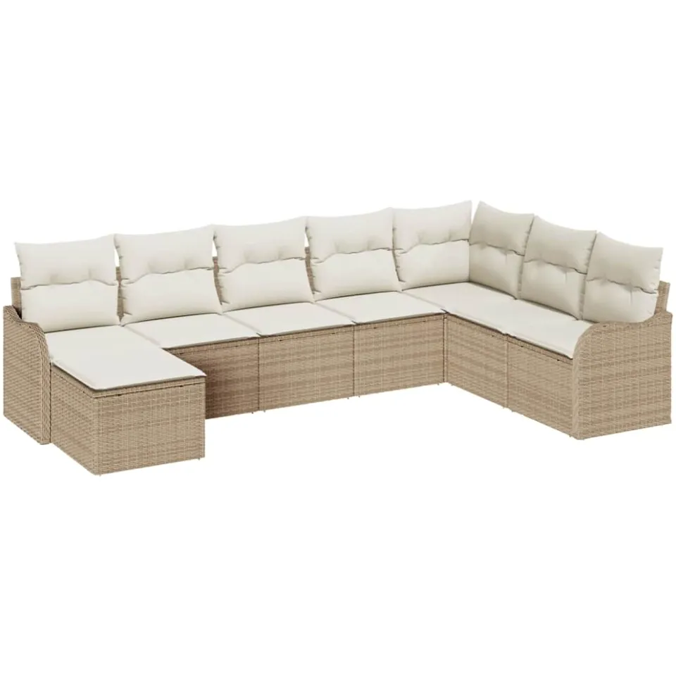 vidaXL Tuin Sofa Set 8 st Beige poly rattan
