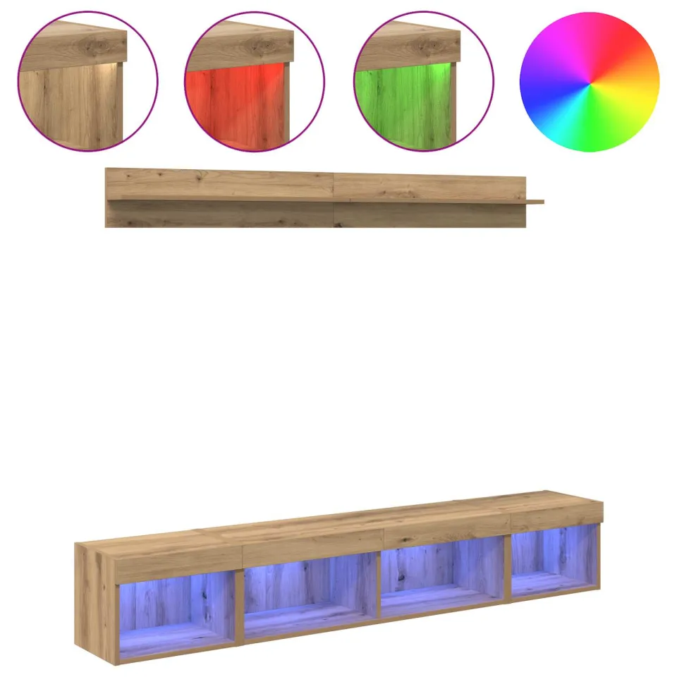 vidaXL TV Wandkast Set 5 st Artisan Eiken Bewerkt hout, foto 4