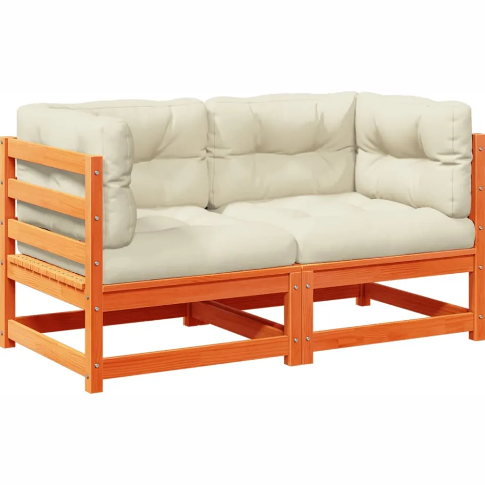 vidaXL 2-delige Loungeset met kussens massief grenenhout wasbruin bruin, foto 3
