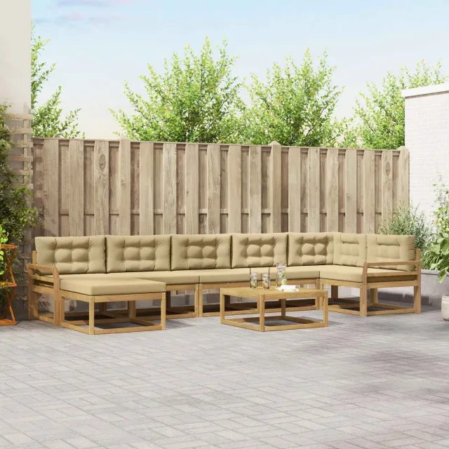 vidaXL Buiten bankenset 8 st 7-zits Wit en Beige