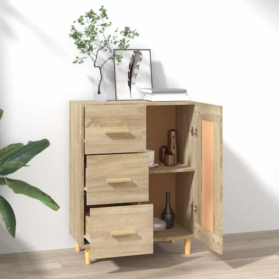 vidaXL Dressoir 69,5x34x90 cm bewerkt hout sonoma eikenkleurig, foto 3