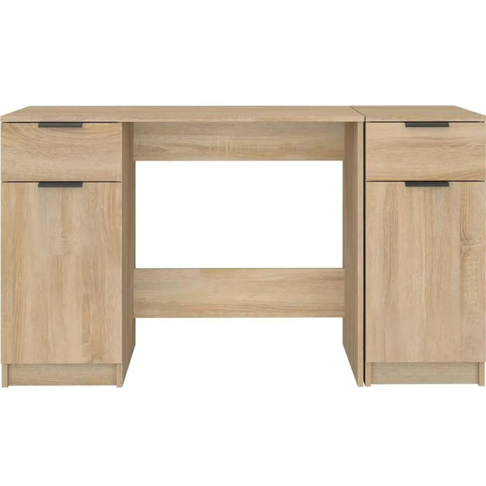 vidaXL Bureau met bijzetkast bewerkt hout sonoma eikenkleurig, foto 4