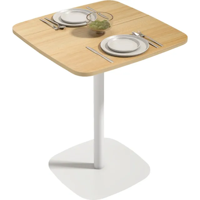 Homcom Eettafel - MDF, Staal - 60x60x75cm - Natuurlijk Hout