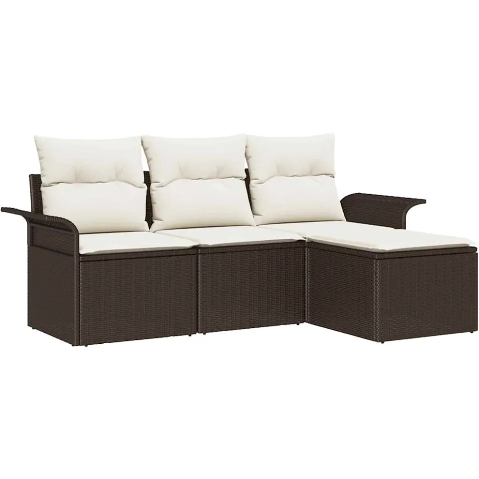 vidaXL Tuin Sofa Set 4 st Bruin poly rattan