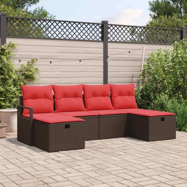 vidaXL Bankstel 5 st poly rattan bruin, foto 2