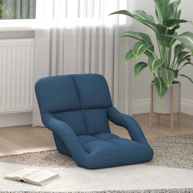 vidaXL Verstelbare vloerstoel met armleuning 5 Posities Stof blauw, foto 2
