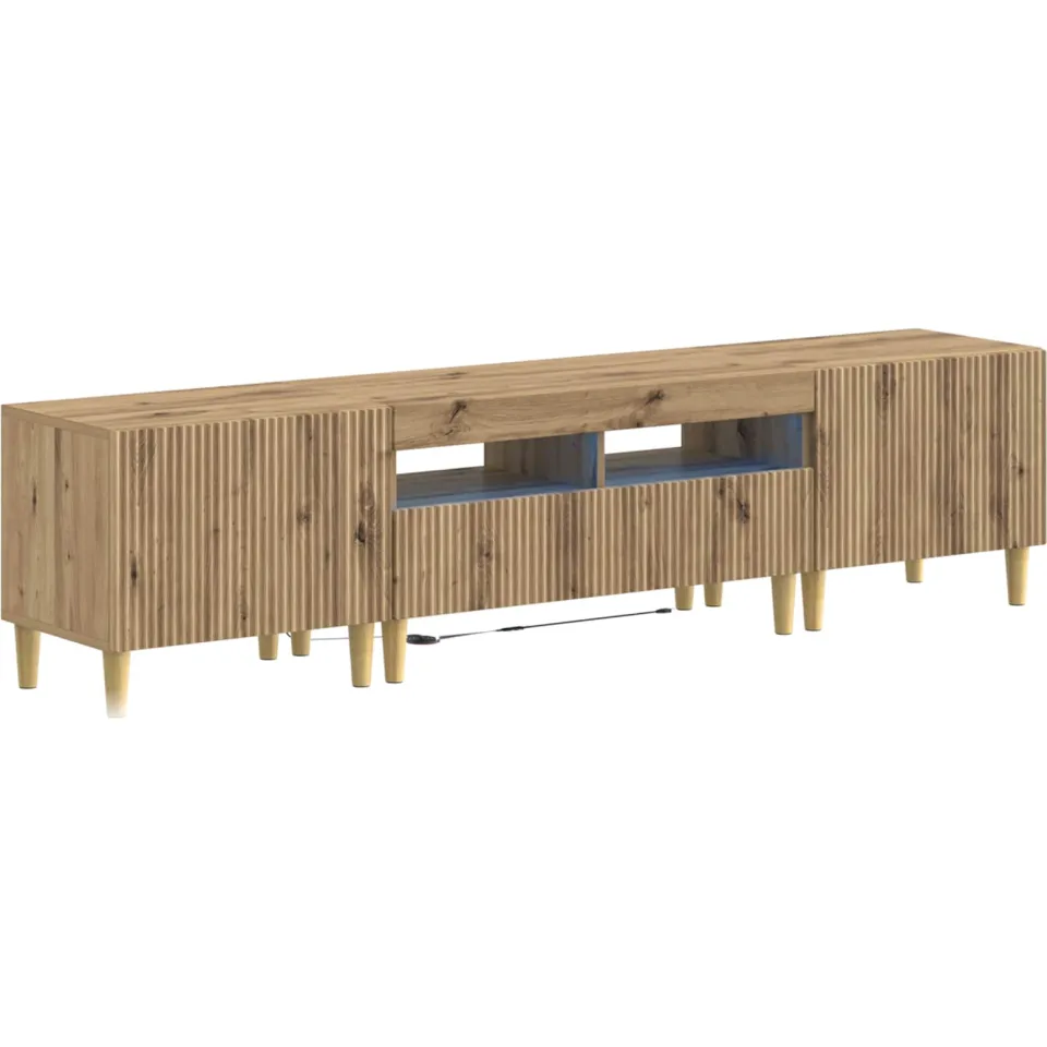 vidaXL 3-delige LED TV-kast ARNHEM 3 st Artisanaal eiken Bewerkt hout Grijs