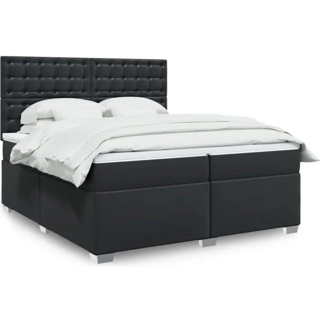 vidaXL Boxspring met matras kunstleer zwart 200x200 cm