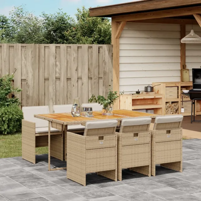 vidaXL 7-delige Tuinset met kussens poly rattan beige, foto 2