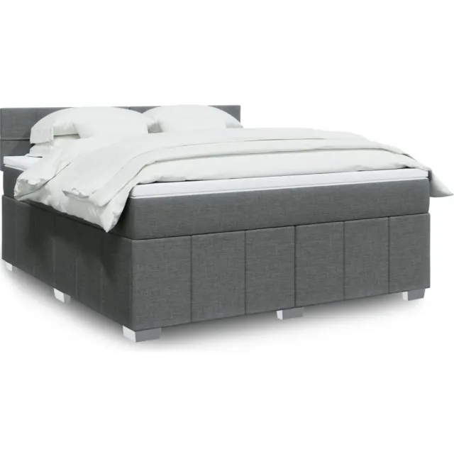 vidaXL Boxspring met matras stof donkergrijs 180x200 cm grijs