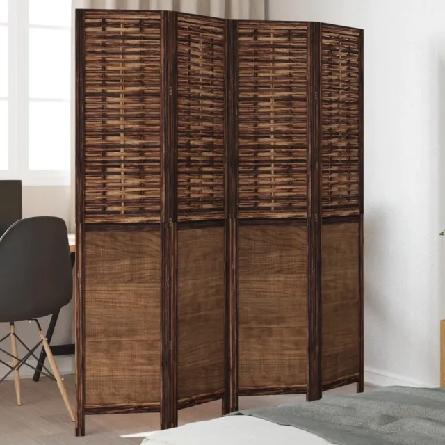 vidaXL Kamerscherm met 4 panelen massief paulowniahout donkerbruin bruin, foto 2