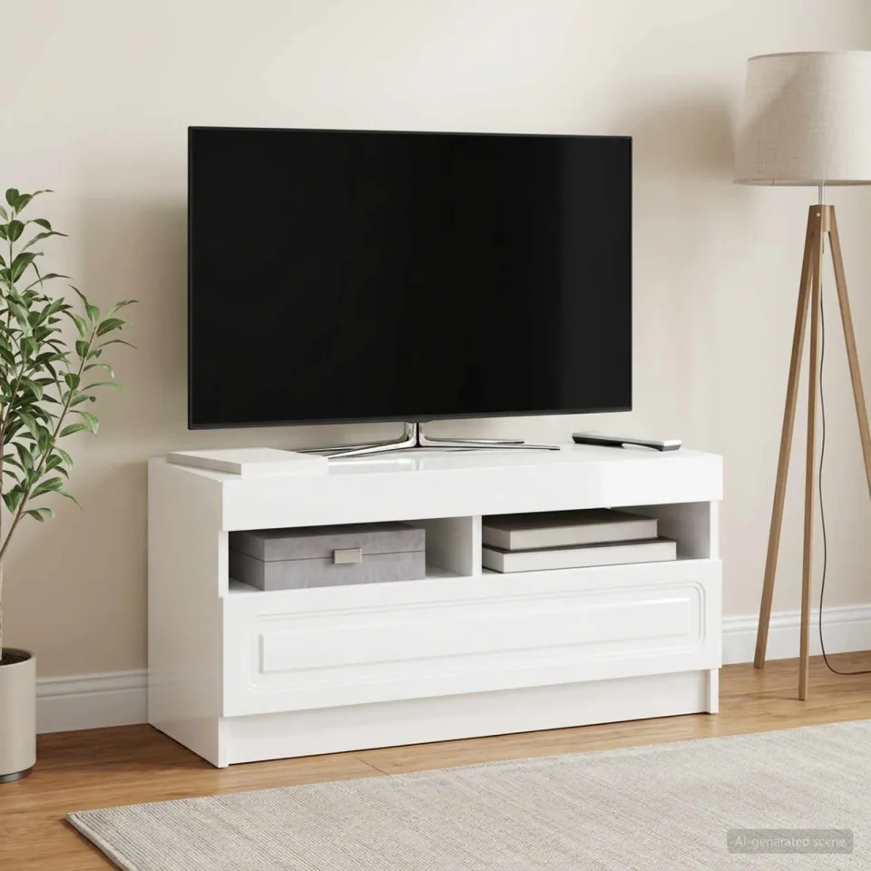 vidaXL LED tv-meubel Hoogglans Wit Bewerkt hout, foto 4
