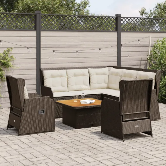 vidaXL 5-delige Loungeset met kussens poly rattan bruin, foto 2