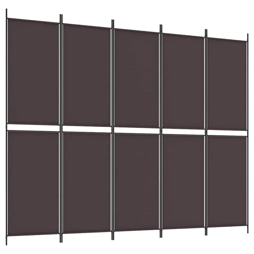 vidaXL Kamerscherm met 5 panelen 250x200 cm stof bruin, foto 3
