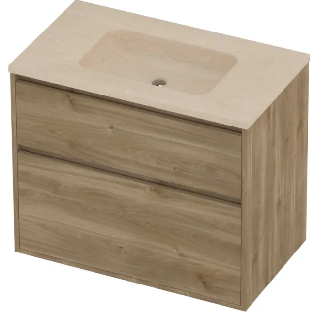 Proline Rollo Badmeubelset Hardsteen Elegant 80x46x67 cm Sand Stone Cider Oak Eiken