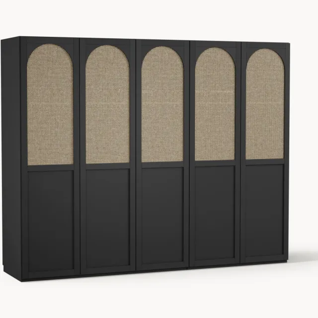Westwing Collection Modulaire draaideurkast Jeanne, 250 cm breed, diverse opties Zwart