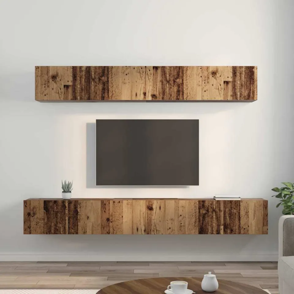 vidaXL Tv-meubelset 5 st Oud Hout Bewerkt hout bruin, foto 4