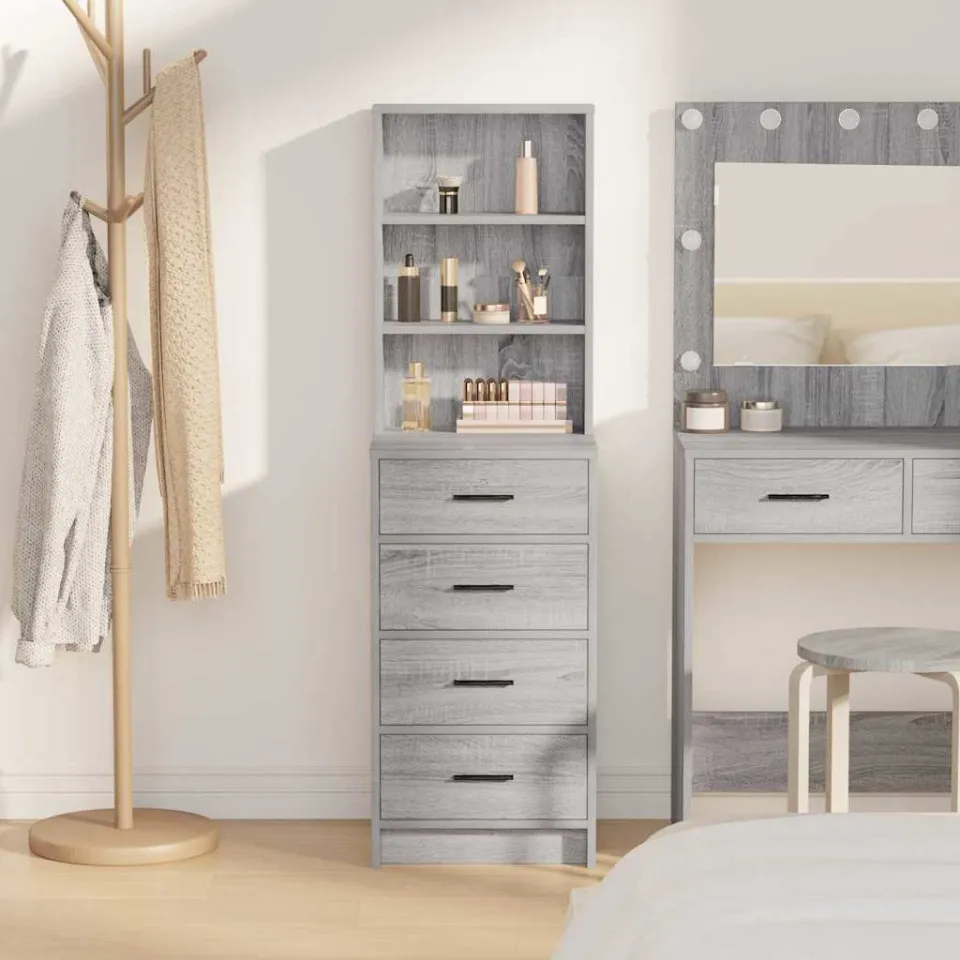 vidaXL Highboard Grijs sonoma 40 x 41 x 135 cm Bewerkt hout, foto 3