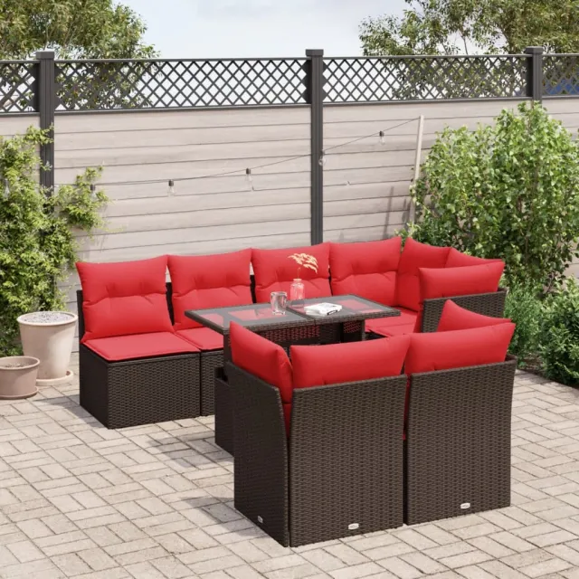 vidaXL 8-delige tuinbankset met kussens, bruin polyrotan, foto 2