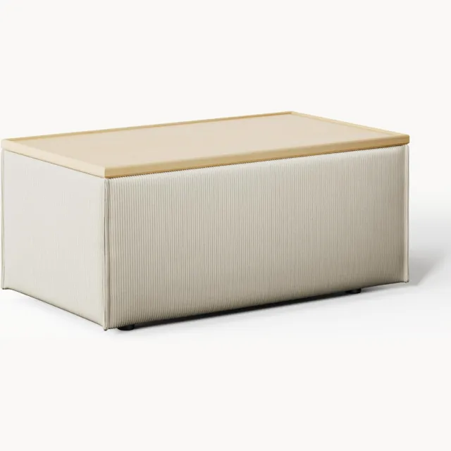Westwing Collection Voetenbank Lennon van corduroy met opbergruimte Beige